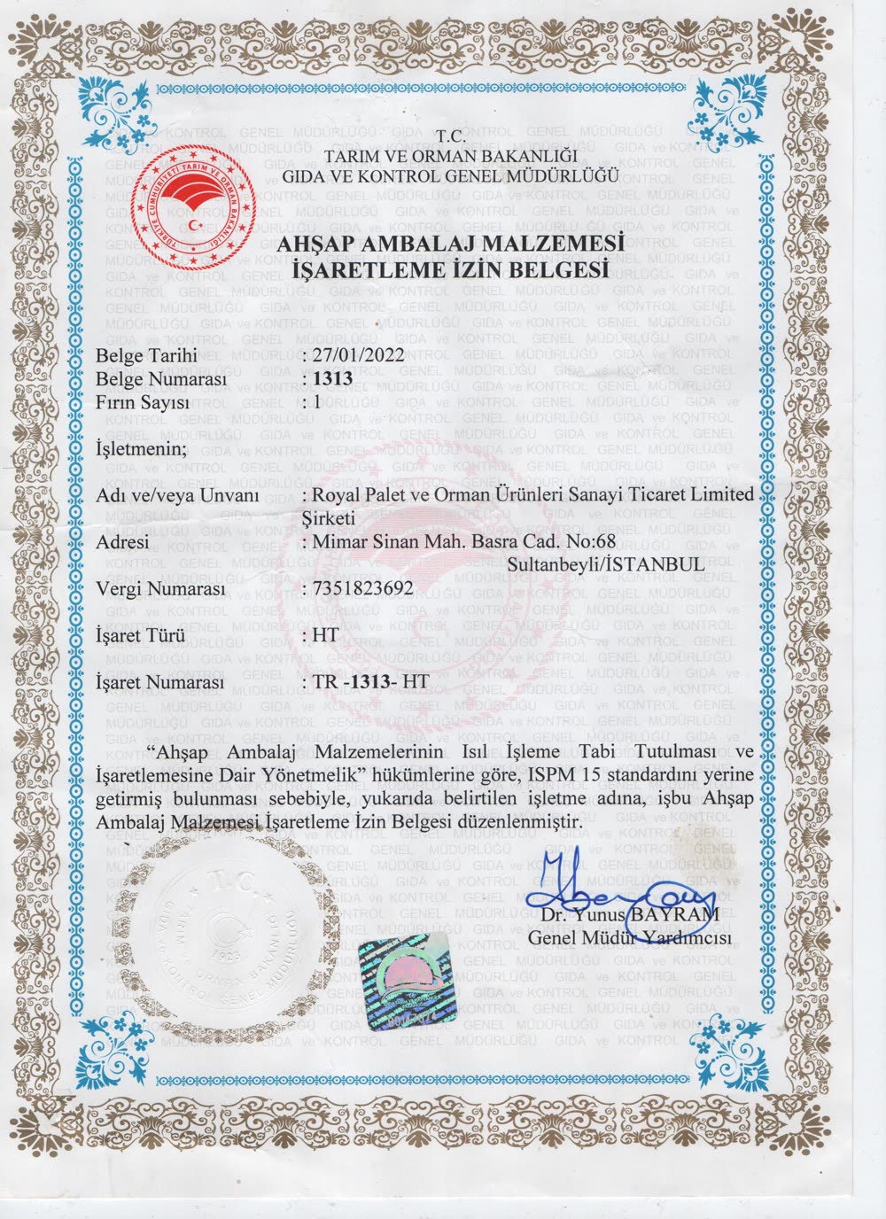 Isıl İşlem Ruhsatı (ISPM-15)